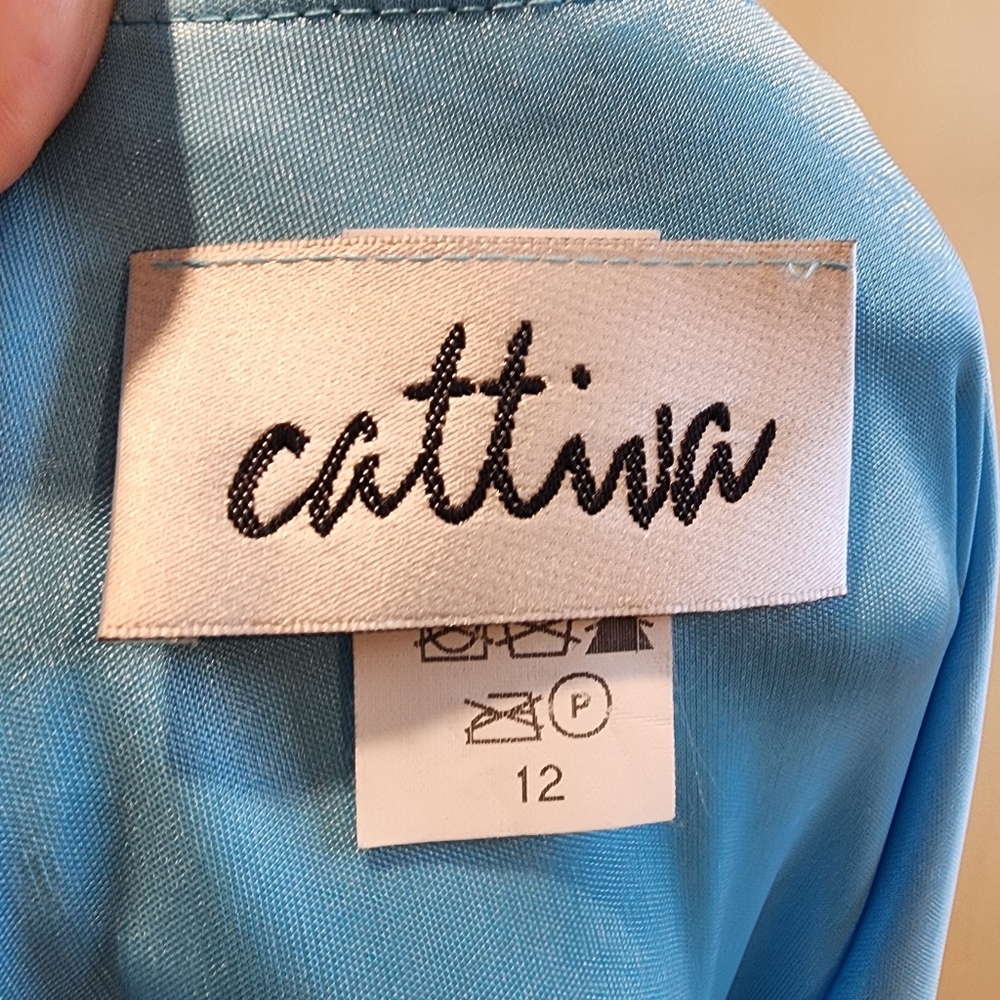 CATTIVA Elegant Layered Blue Sleeveless Midi  Dress Size 12 - Picture 2 of 11